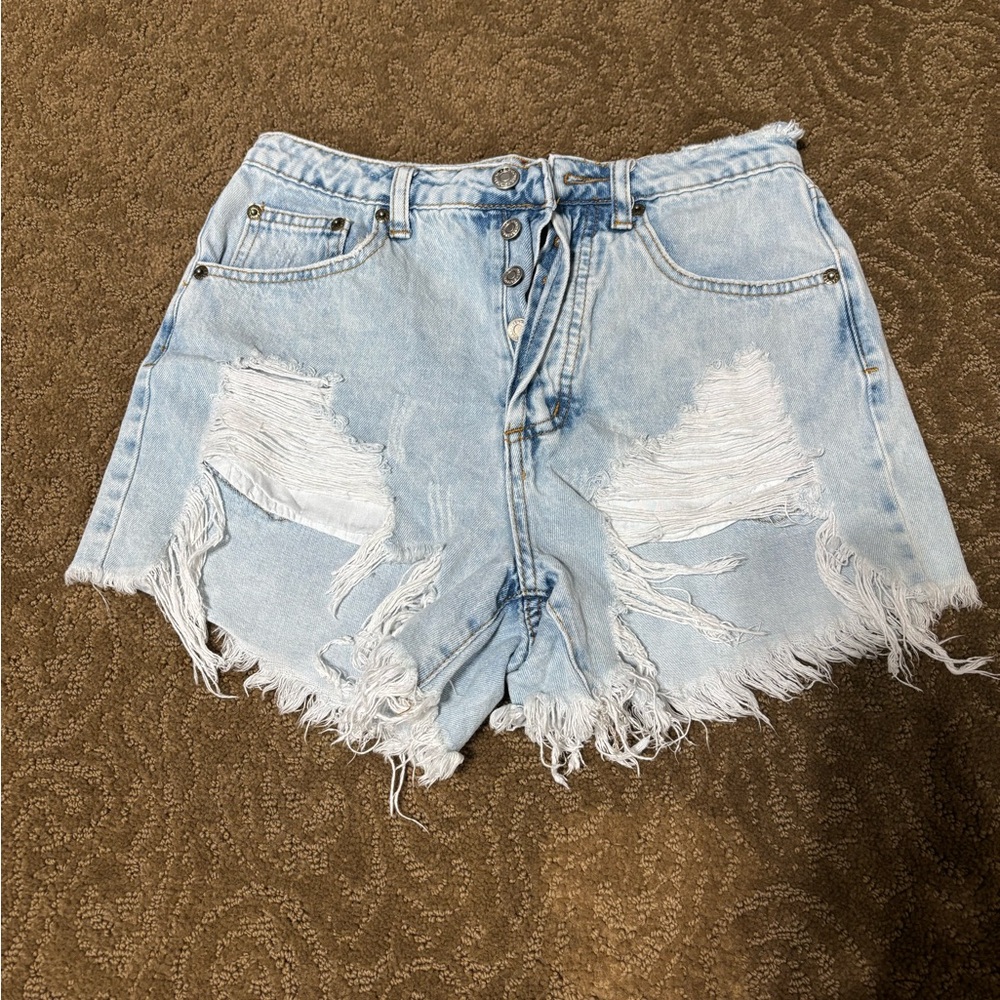 SIGNATURE8 - Distressed Light Blue Denim Shorts - Size Small
